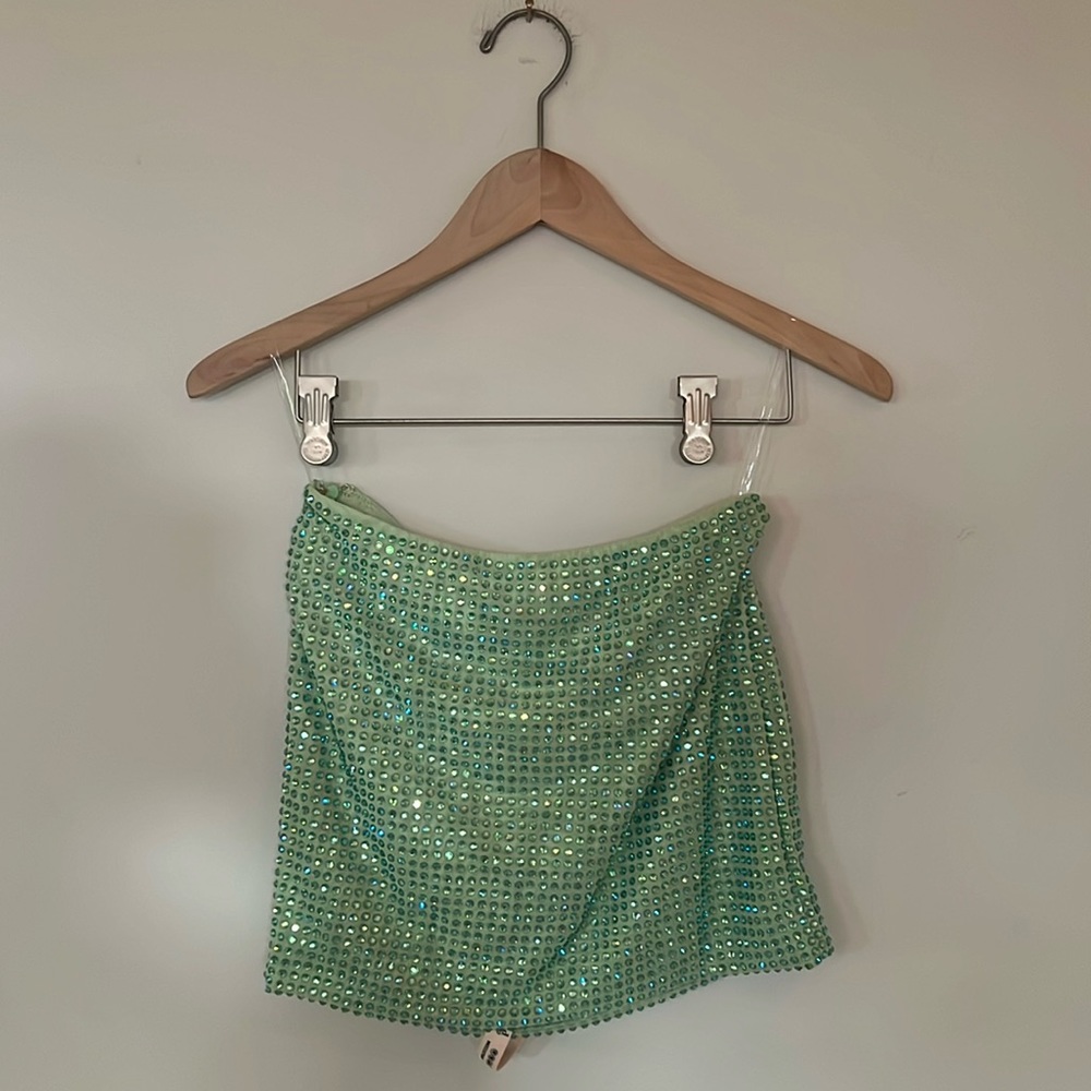 NWT Oh Polly mint green sequin mini skirt size 2